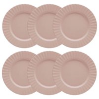Jogo 6 Pratos Rasos 27cm Bege Melamina Resistente Lyor Gerbera Mesa Posta Restaurante Buffet