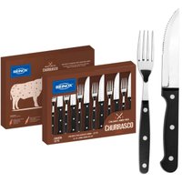 Jogo de Talheres Churrasco 12 Peças Jumbo Brinox Aço Inox Preto Faqueiro Steak Grill