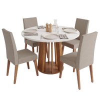 Conjunto Sala de Jantar Mesa Redonda 0,90m Veneza 4 Cadeiras Milano