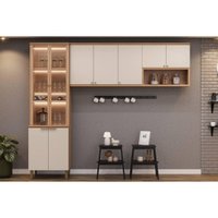 Kit Cozinha Modulada 3 Peças Selene (2Aéreos+1Cristaleira) CP15 Jequitiba/Off White Fosco - Linea Brasil