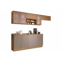 Cozinha Modulada Completa Botanic 7 Peças (3Aéreos+2Balcões+2Complemento) M656 Nogueira/Fendi - Kappesberg
