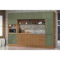 Cozinha Modulada Kappesberg 7 Peças Vibra C7P110 Canela/Verde Pistache Lacca