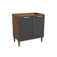 Balcão Cozinha Modulado Linna T721 c/ 2 Portas s/Tampo 80cm Canela/Grafite Kappesberg
