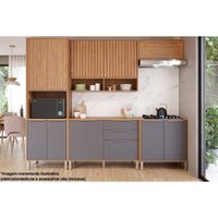 Kit Cozinha Modulada 5 Peças Divina (2Aéreos+2Balcões+1Paneleiro) CZ002 Freijo/Titanium - MGM