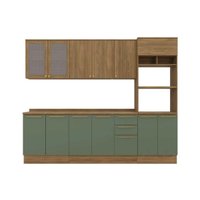 Kit Cozinha Modulada 7 Peças Botanic (2Aéreos+2Balcões+1Paneleiro+2Complementos) C7P36 Nogueira/Fendi - Kappesberg
