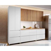 Cozinha Modulada Nesher Rainha Gourmet 5 Peças (2Aéreos+2Balcões+1Paneleiro) C5P33 Branca/Nature-Nesher