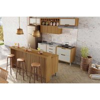 Cozinha Modulada Completa Imperatriz 8 Peças (3Aéreos+4Balcões+1Ilha) C8P53 Freijo/Off White - Nesher
