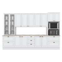 Cozinha Modulada Henn Americana 8 Peças (2Aéreos+2Balcões+2Paneleiros+2Complementos) C5P50 Branco-Henn