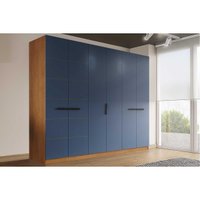 Guarda Roupa 6 Portas e 4 Gavetas Lisboa Freijo/Azul - Politorno
