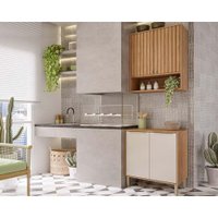 Cozinha Modulada MGM Divina 2 Peças (1Aéreo+1Balcão) CZ007 Freijo/Off White-MGM