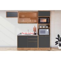 Kit Cozinha Modulada 4 Peças Versalis (2 Aéreos + 1 Balcão + 1 Paneleiro) C4P194 Freijo/Grafite - Herval
