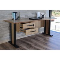 Mesa Computador Casal ME-4193 c/ 2 Gavetas (1 c/ Chave) Amêndoa/Preto - Tecno Mobili