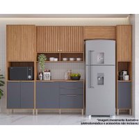 Cozinha Modulada Completa Divina 5Peças (2Aéreos+1Balcão+2Paneleiros) CZ004 Freijo/Titanium-MGM
