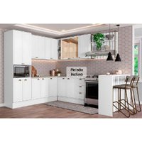 Kit Cozinha Modulada 9 Peças Bella (3Aéreos+3Balcões+1TorreQuente+1Ilha+1Complemento) C9P200 Branco-Carraro