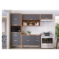 Cozinha Modulada Completa Eloise 4 Peças (2Aéreos+1Balcão+1TorreQuente) C4P181 Freijo/Titanium - MGM
