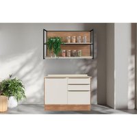 Cozinha Modulada Completa Versalis 3 Peças (1 Nicho + 1 Balcão + 1 Complemento) C3P195 Freijo/Cinza Argila - Herval