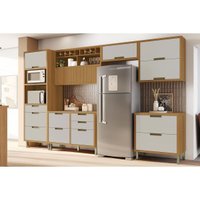Kit Cozinha Completa 6 Peças Imperatriz (3Aéreos+2Balcões+1TorreQuente) C6P84 Freijo/Off White - Nesher