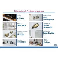 Kit de Cozinha Completa 7 Peças Americana (4Aéreos+2Balcões+1Complemento) s/Pia CZ142 Branco - Henn
