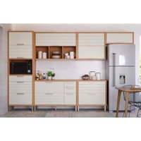 Cozinha Modulada MGM Eloise 6 Peças (3Aéreos+2Balcões+1Paneleiro) CZ026 Freijo/Off White-MGM