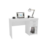 Mesa Computador Escrivaninha Malta c/ 2 Gavetas Branco - Politorno