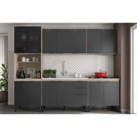 Cozinha Completa Demóbile 6 Peças Firenze C6P126 Avena/Grafito