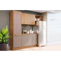 Kit de Cozinha Completa 5 Peças Botanic (2Aéreo+1Balcão+1Paneleiro+1Complemento) M654 Nogueira/Fendi - Kappesberg