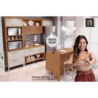 Kit Cozinha Modulada 4 Peças Princesa (1Aéreo+2Balcões+1Paneleiro) C4P159 Freijo/Off White - Nesher