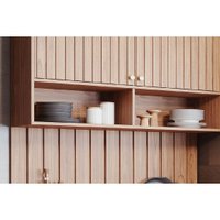 Kit de Cozinha Completa 5 Peças Divina (1Aéreo+1Balcão+1Ilha+2Complementos) C5P186 Freijo/Titanium - MGM