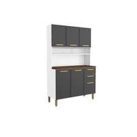 Cozinha Compacta Bella c/ 6 Portas e 2 Gavetas 120cm Grafite - Bertolini