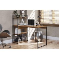 Mesa de Escritório Industrial LI010 c/ 3 Prateleiras Canela/Preto Kappesberg