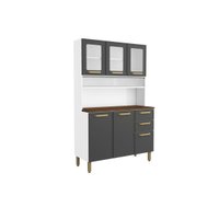 Cozinha Compacta Bella c/ 6 Portas (3 c/ Vidro) e 2 Gavetas 120cm Grafite - Bertolini