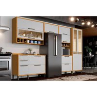 Cozinha Modulada Ronipa Syrah 6 Peças (3Aéreo+2Balcões+1Paneleiro) 6P01 Amendoa/Off White-Ronipa