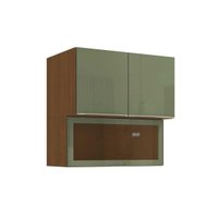 Armário Cozinha Modulado Vibra T647 c/ 3 Portas (1 c/ Vidro) 80cm Canela/Verde Pistache Lacca Kappesberg