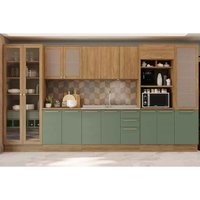 Cozinha Completa Kappesberg 8 Peças Botanic C8P34 Nogueira/Verde Oliva