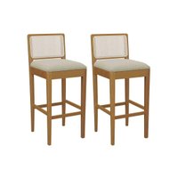 Banqueta Cozinha Sara 1BMM005CA Premium Madeira Maciça Kit 2 Un Carvalho/Boucle Bege/Tela Bege - Kappesberg