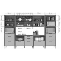 Cozinha Modulada Nesher Imperatriz 6 Peças (2Aéreos+2Balcões+1Paneleiro) C6P48 Freijo/Off White-Nesher