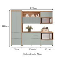 Kit de Cozinha Completa 5 Peças Marquesa (2Aéreos+2Balcões+1Paneleiro) C5P34 Nature - Nesher