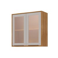 Armário Aéreo Cozinha Modulado Brilhante c/ 2 Portas 80cm Cinamomo/Off White - MGM