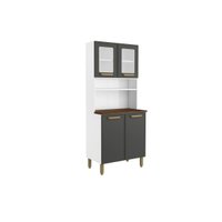 Cozinha Compacta Bella c/ 4 Portas (2 c/ Vidro) 80cm Grafite - Bertolini