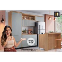 Cozinha Modulada Nesher Marquesa Rainha e 5 Peças (2Aéreos+2Balcões+1Paneleiro) C5P111 Nature/Verde-Nesher