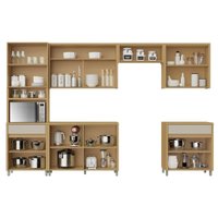 Cozinha Modulada Nesher Condessa Condessa 6 Peças (3Aéreos+2Balcões+1Paneleiro) C6P93 Carvalho/Cinza - Nesher