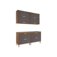 Cozinha Modulada MGM Bella 4 Peças (2Aéreos+2Balcões) 160cm Freijo/Titanium-MGM