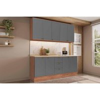 Cozinha Modulada Carraro Bella 4 Peças (2Aéreos+2Balcões) C4P170 Nogal/Cinza-Carraro