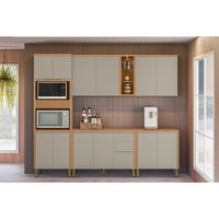 Kit de Cozinha Completa 5 Peças Allure (2Aéreos+2Balcões+1TorreQuente) CP08 Jequitiba/Gris Fosco - Linea Brasil