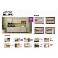 Kit Cozinha Modulada 5 Peças Selene (2Aéreos+2Balcões+1Paneleiro) CP03 Jequitiba/Off White Fosco - Linea Brasil
