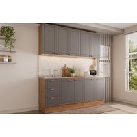 Cozinha Modulada Carraro Bella 4 Peças (2Aéreos+2Balcões) C4P167 Nogal/Cinza-Carraro