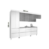 Cozinha Modulada Nesher Rainha 6Peças (3Aéreos+2Balcões+1Paneleiro) C6P89 Nature/Branco-Nesher