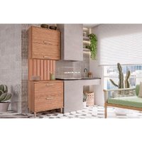 Cozinha Modulada Completa Bella 3 Peças (1Aéreo+1Balcão+1Painel Ripado) 80cm Freijo - MGM