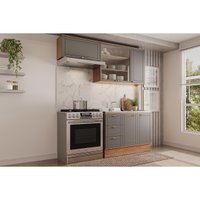 Cozinha Modulada Carraro Bella 3 Peças (2Aéreos+1Balcão) C3P25 Nogal/Cinza-Carraro