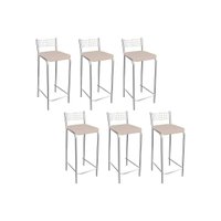 Banqueta de Cozinha Gênova B705 Kit 6 Un Cromada/Nude 16 - Kappesberg